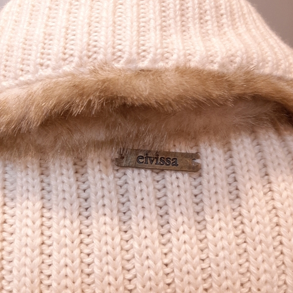 💠EIVISSA Reversible Faux Fur Vest Cable Ribbed Knit Zip Front Winter Sweater - Picture 13 of 15